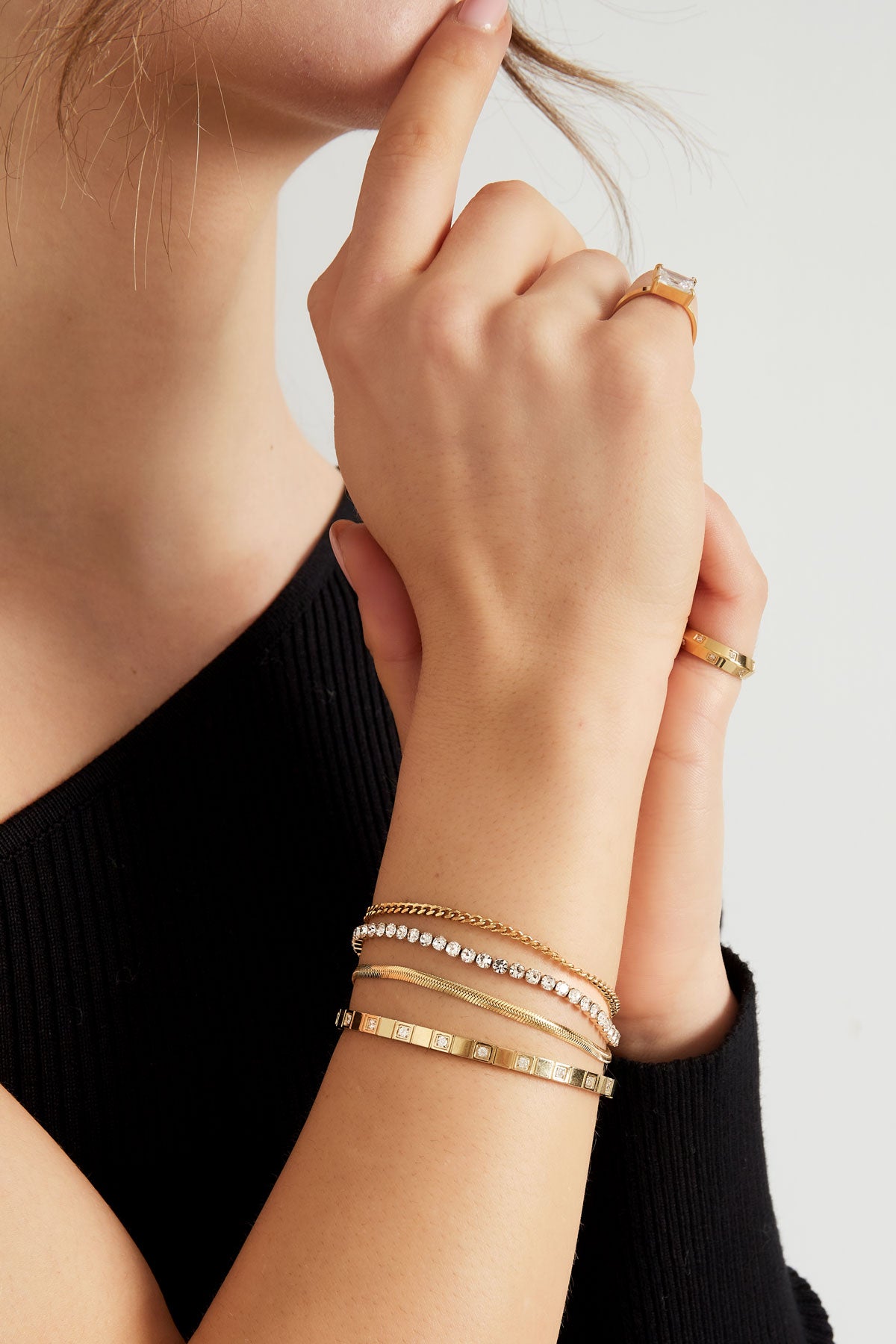 bracelet double couche de pierres