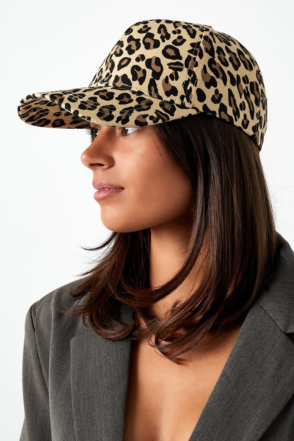 Casquette à imprimé léopard - marron