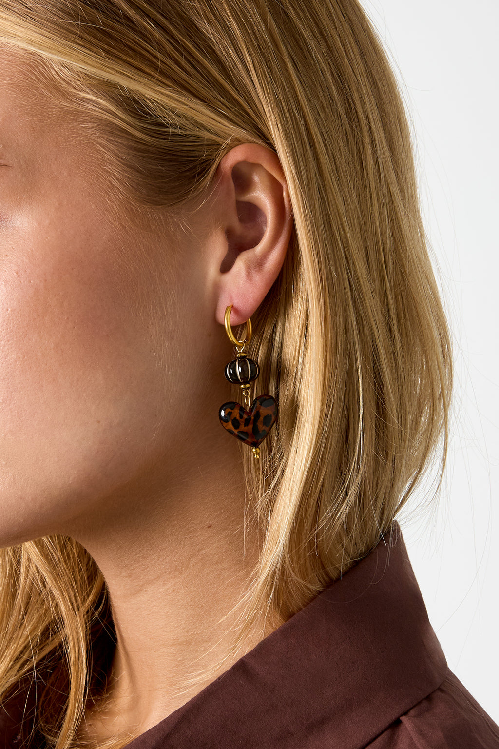 Boucles d'oreilles en perles d'acier inoxydable en forme de cœur, collection Daily Simple, bijoux pour femmes