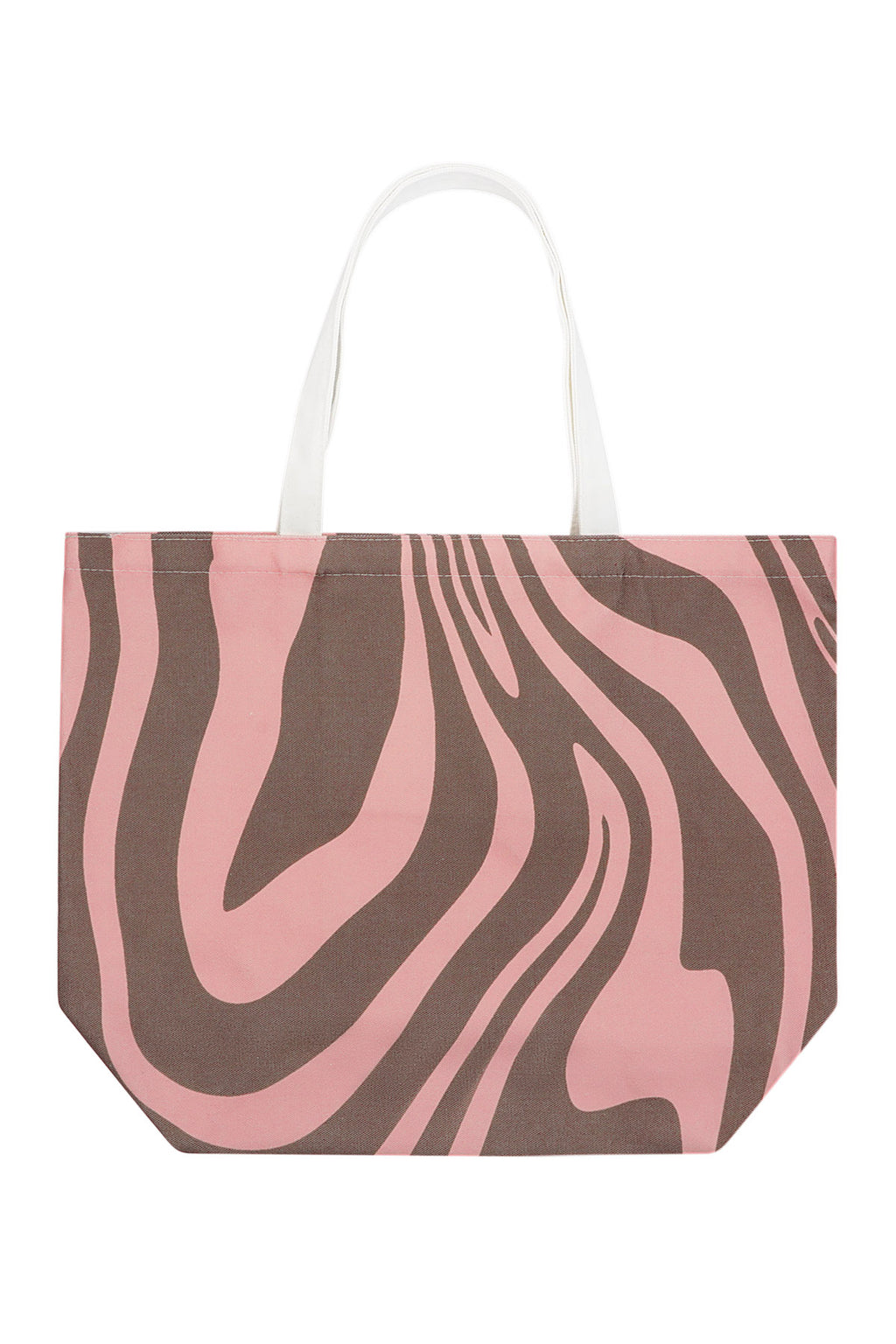 Cabas en toile imprimé zèbre - marron rose