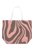 Cabas en toile imprimé zèbre - marron rose