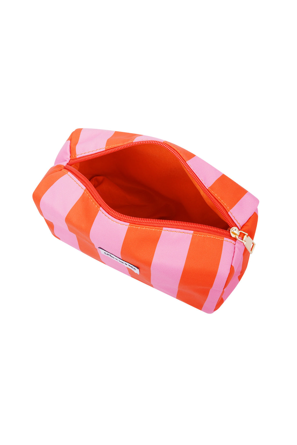 Trousse de maquillage grandes rayures - Rose orangé