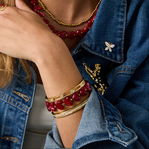 Bracelet élastique en perles en forme de cœur