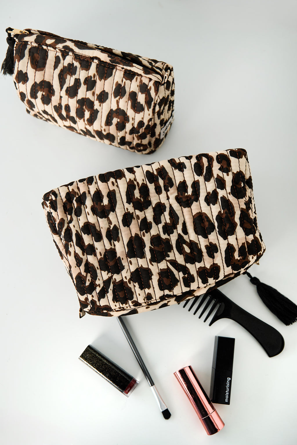 Trousses de maquillage en polyester imprimé léopard, accessoires quotidiens