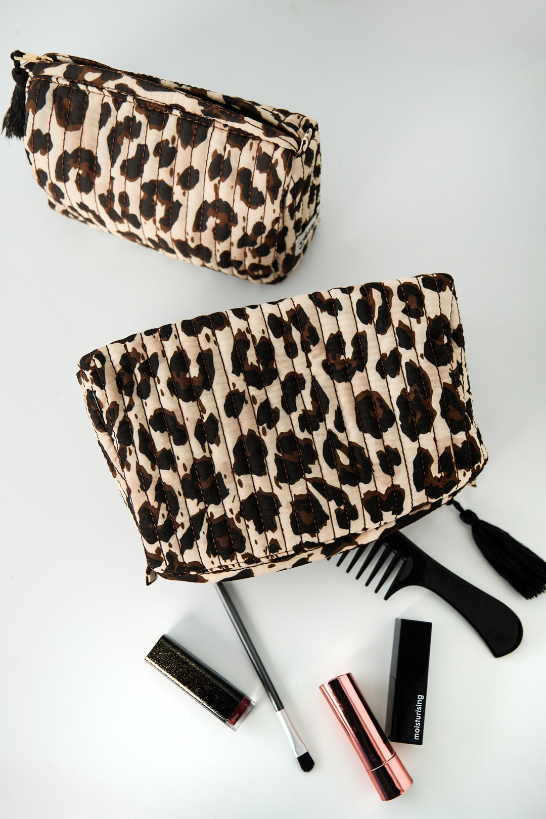 Trousses de maquillage en polyester imprimé léopard, accessoires quotidiens