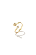 Bague minimaliste ajustable ornée de pierres et d'un cœur