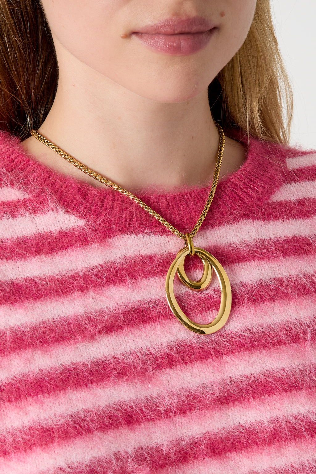 Colliers pendentifs en acier inoxydable, style cercle, collection décontractée et simple pour femmes