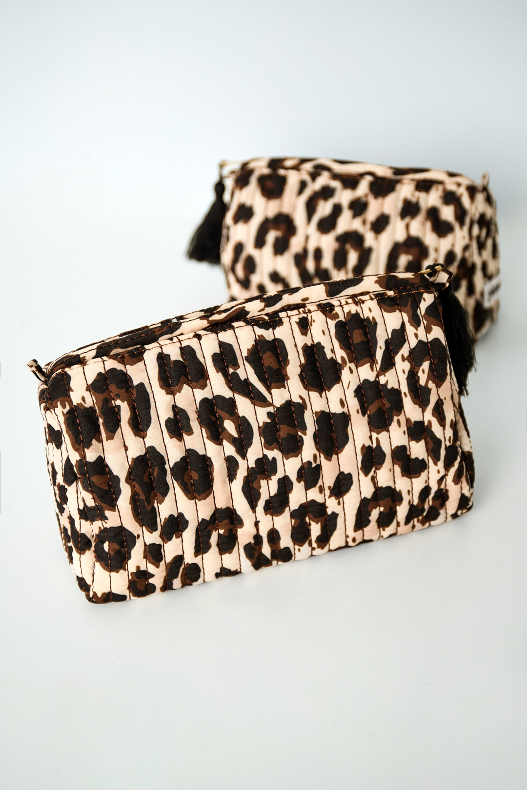 Trousses de maquillage en polyester imprimé léopard, accessoires quotidiens
