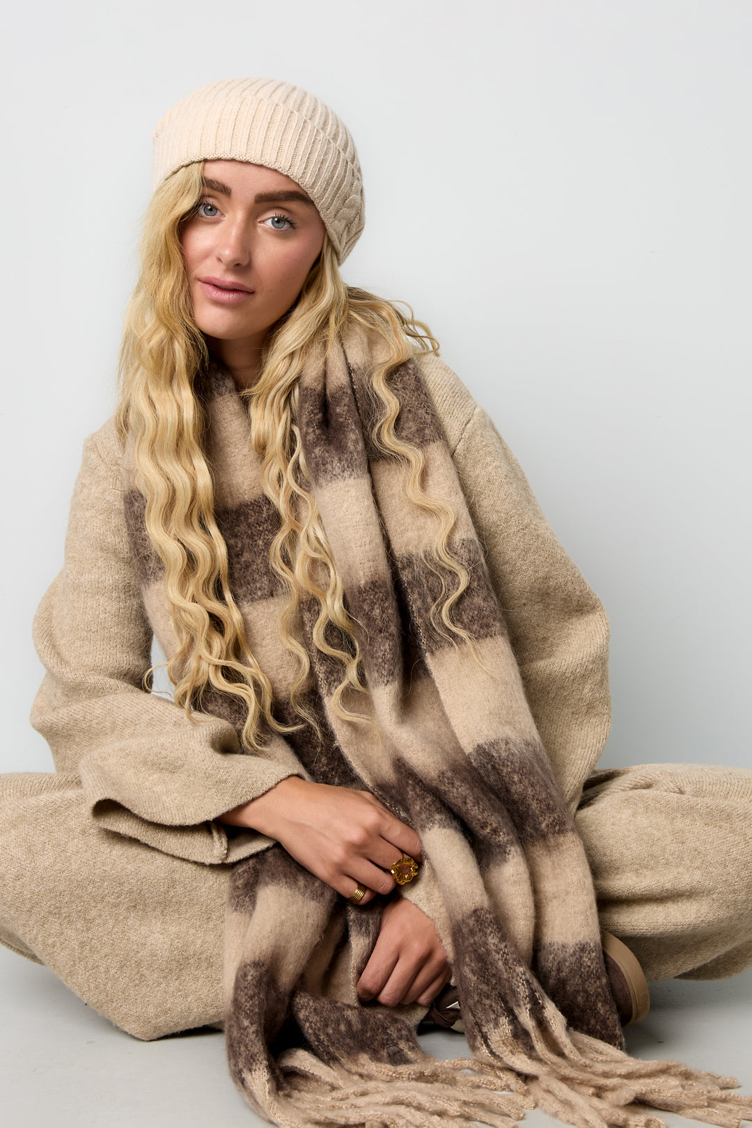 Écharpes d'hiver à rayures en polyester décontracté, accessoires du quotidien